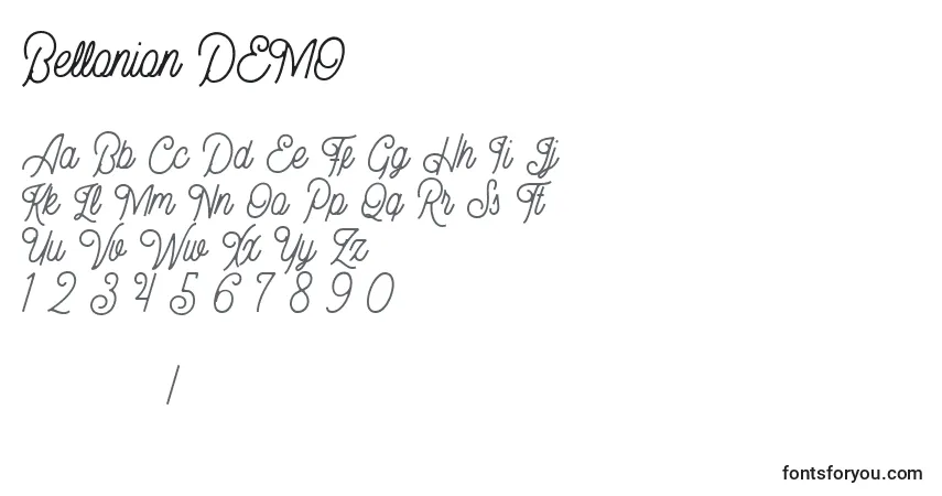 Шрифт Bellonion DEMO (121052) – алфавит, цифры, специальные символы