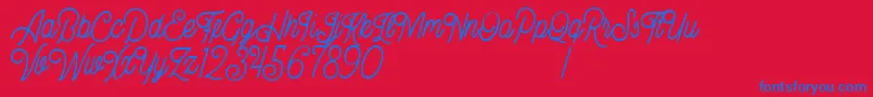 Bellonion DEMO-Schriftart – Blaue Schriften auf rotem Hintergrund