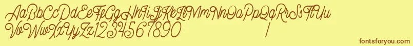 Weitere Informationen zur Bellonion DEMO-Schriftart Bellonion DEMO-Schriftart – Braune Schriften auf gelbem Hintergrund