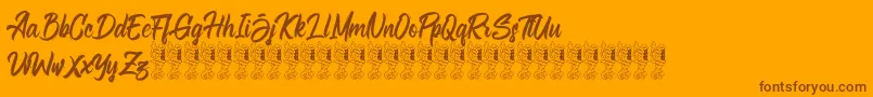 Bellsmore Brush-Schriftart – Braune Schriften auf orangefarbenem Hintergrund