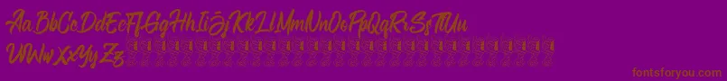 Bellsmore Brush-Schriftart – Braune Schriften auf violettem Hintergrund