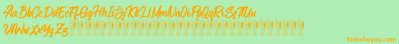 Bellsmore Brush Font – Orange Fonts on Green Background