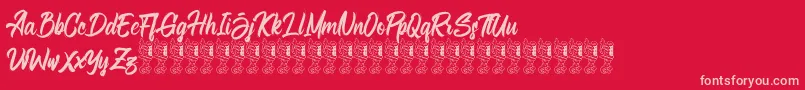 Police Bellsmore Brush – polices roses sur fond rouge