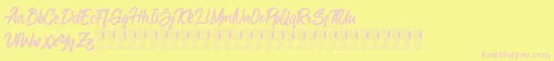 Bellsmore Brush Font – Pink Fonts on Yellow Background