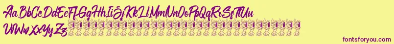 Bellsmore Brush Font – Purple Fonts on Yellow Background