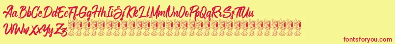 Bellsmore Brush Font – Red Fonts on Yellow Background