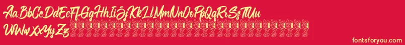 Bellsmore Brush Font – Yellow Fonts on Red Background
