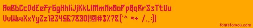 Czcionka Belltrain Regular Free for Personal Use – czerwone czcionki na pomarańczowym tle