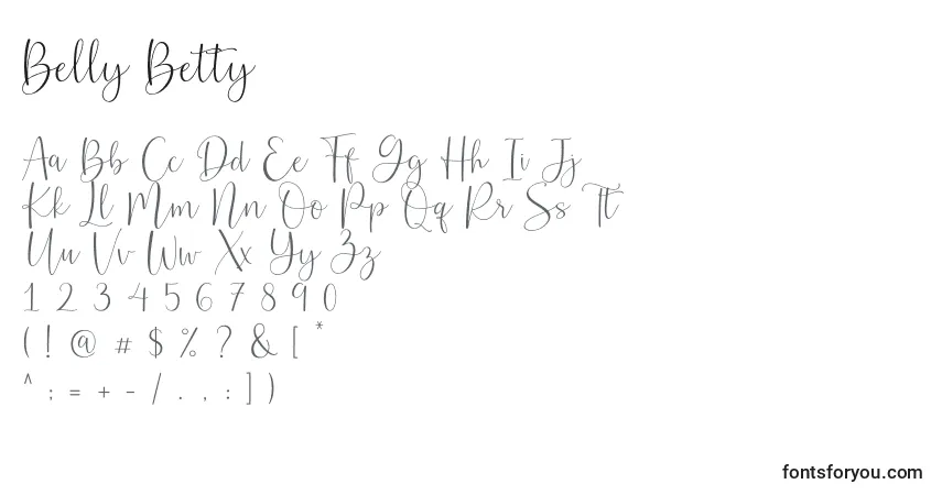 Шрифт Belly Betty – алфавит, цифры, специальные символы