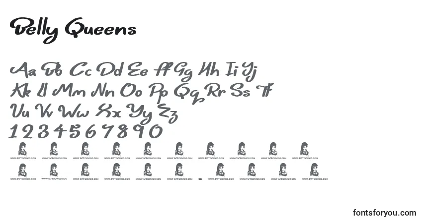 Belly Queens-fontti – aakkoset, numerot, erikoismerkit