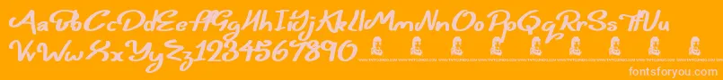 Belly Queens Font – Pink Fonts on Orange Background