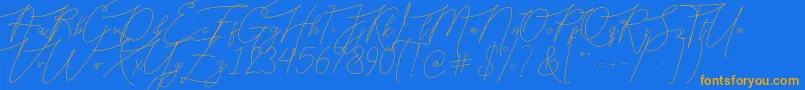 Bellya Vaky-Schriftart – Orangefarbene Schriften auf blauem Hintergrund