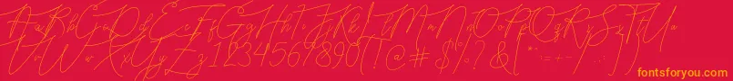 Bellya Vaky-Schriftart – Orangefarbene Schriften auf rotem Hintergrund