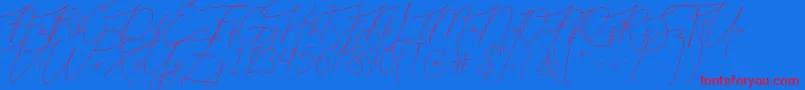 Bellya Vaky-Schriftart – Rote Schriften auf blauem Hintergrund