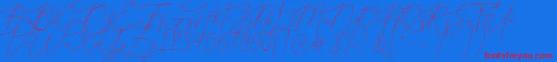 Bellya Vaky Font – Red Fonts on Blue Background