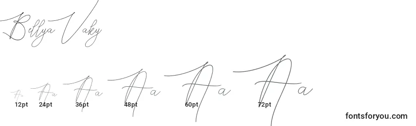 Größen der Schriftart Bellya Vaky (121058)