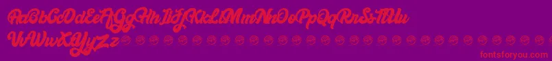 Bellynice Demo-Schriftart – Rote Schriften auf violettem Hintergrund