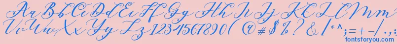 Beloved Script Font – Blue Fonts on Pink Background