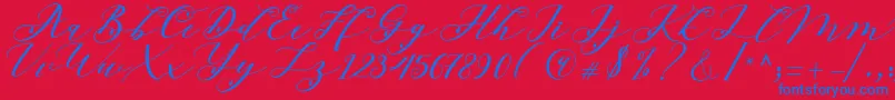 Beloved Script Font – Blue Fonts on Red Background