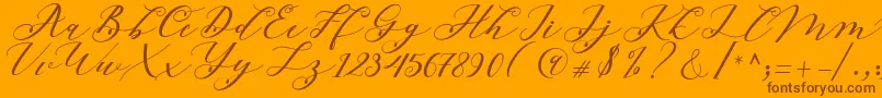 Beloved Script Font – Brown Fonts on Orange Background