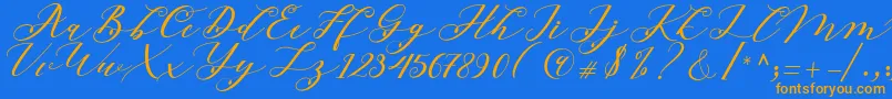 Fonte Beloved Script – fontes laranjas em um fundo azul