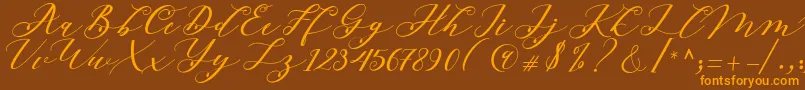 Beloved Script Font – Orange Fonts on Brown Background