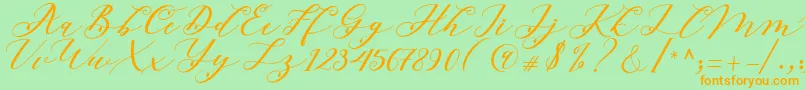 Шрифт Beloved Script – оранжевые шрифты на зелёном фоне