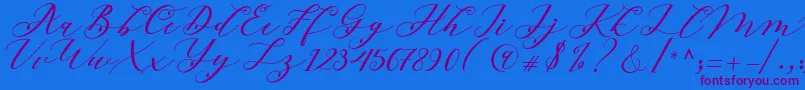 Beloved Script-Schriftart – Violette Schriften auf blauem Hintergrund