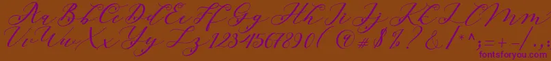 Beloved Script-Schriftart – Violette Schriften auf braunem Hintergrund