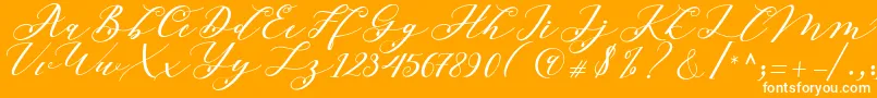 Beloved Script Font – White Fonts on Orange Background