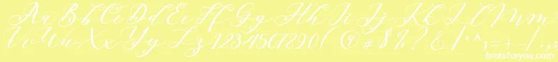 Beloved Script Font – White Fonts on Yellow Background