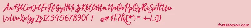 beloved-Schriftart – Rote Schriften auf rosa Hintergrund