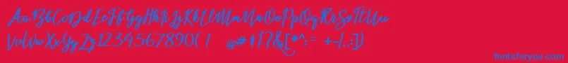 フォントbeloved – 赤い背景に青い文字