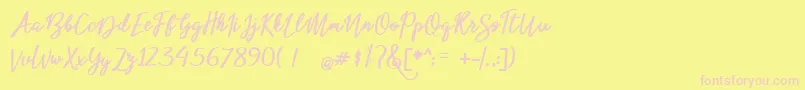 beloved-fontti – vaaleanpunaiset fontit keltaisella taustalla