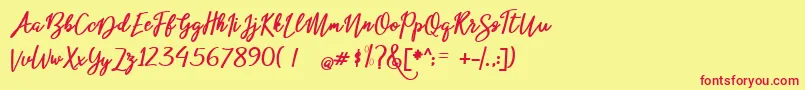 beloved Font – Red Fonts on Yellow Background