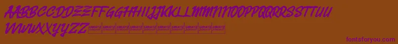 Belvanademo-Schriftart – Violette Schriften auf braunem Hintergrund