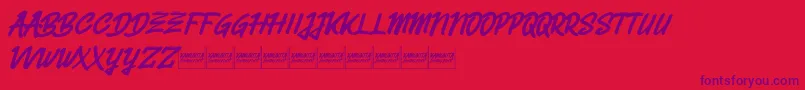 Belvanademo-Schriftart – Violette Schriften auf rotem Hintergrund