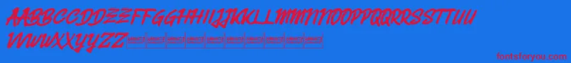 Belvanademo Font – Red Fonts on Blue Background
