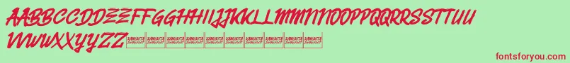 Belvanademo Font – Red Fonts on Green Background