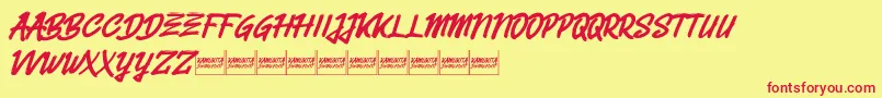 Belvanademo Font – Red Fonts on Yellow Background