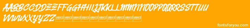 Fonte Belvanademo – fontes brancas em um fundo laranja