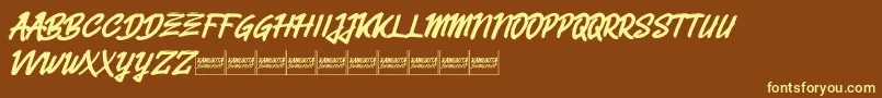 Belvanademo-fontti – keltaiset fontit ruskealla taustalla