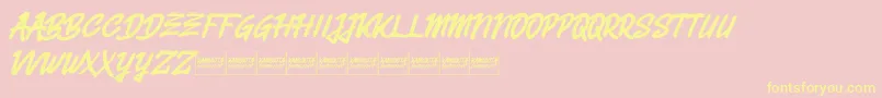 Belvanademo-Schriftart – Gelbe Schriften auf rosa Hintergrund