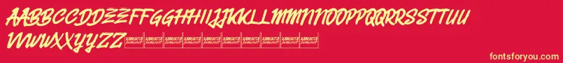 Belvanademo Font – Yellow Fonts on Red Background