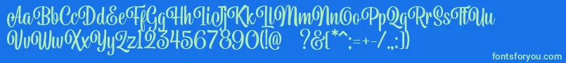 Belymon Script DEMO Font – Green Fonts on Blue Background