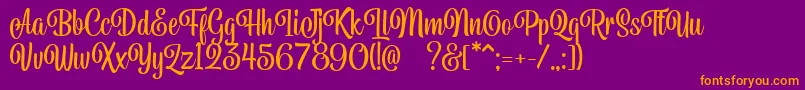 Belymon Script DEMO-Schriftart – Orangefarbene Schriften auf violettem Hintergrund