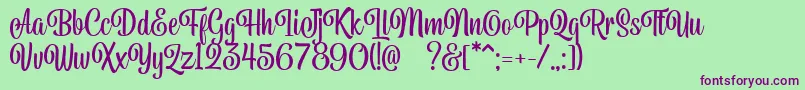 Belymon Script DEMO Font – Purple Fonts on Green Background