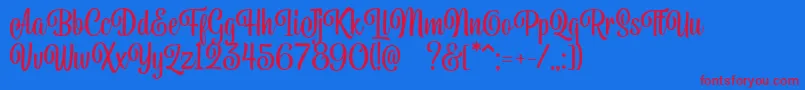フォントBelymon Script DEMO – 赤い文字の青い背景