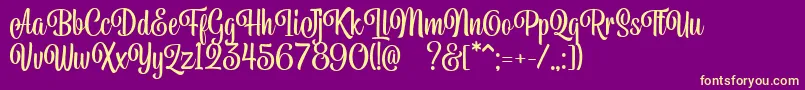 fuente Belymon Script DEMO – Fuentes Amarillas Sobre Fondo Morado