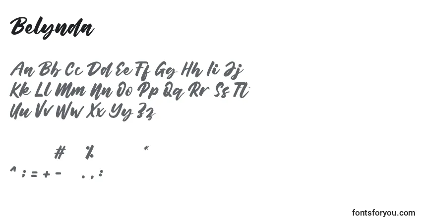 Schriftart Belynda (121071) – Alphabet, Zahlen, spezielle Symbole